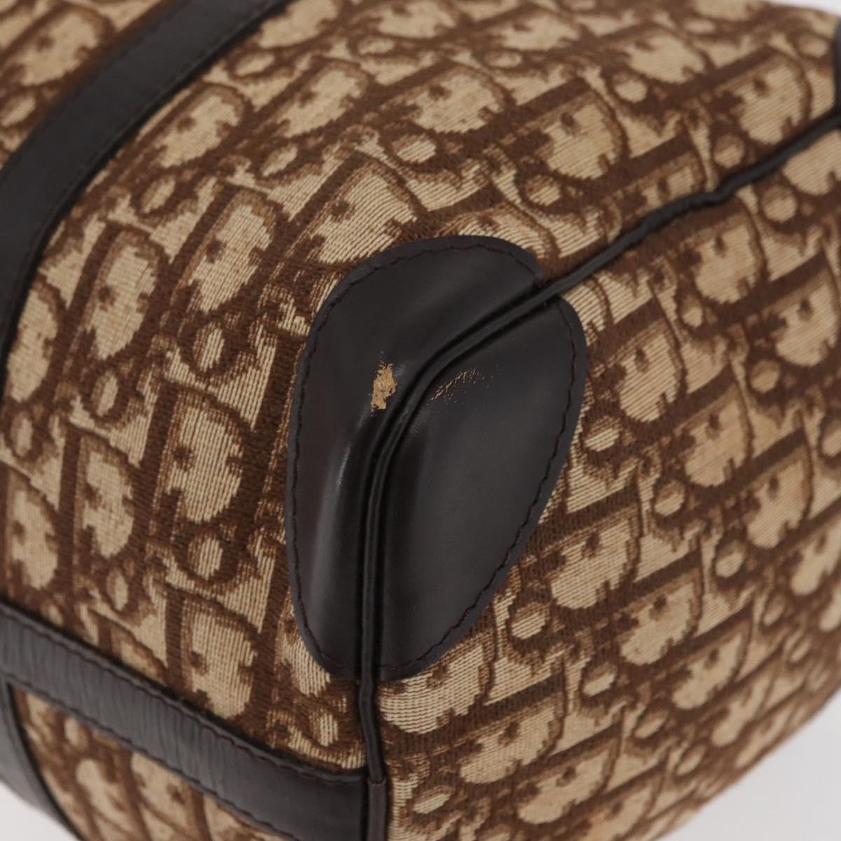 Christian Dior Trotter Canvas Boston Bag Beige Gold Auth 165414