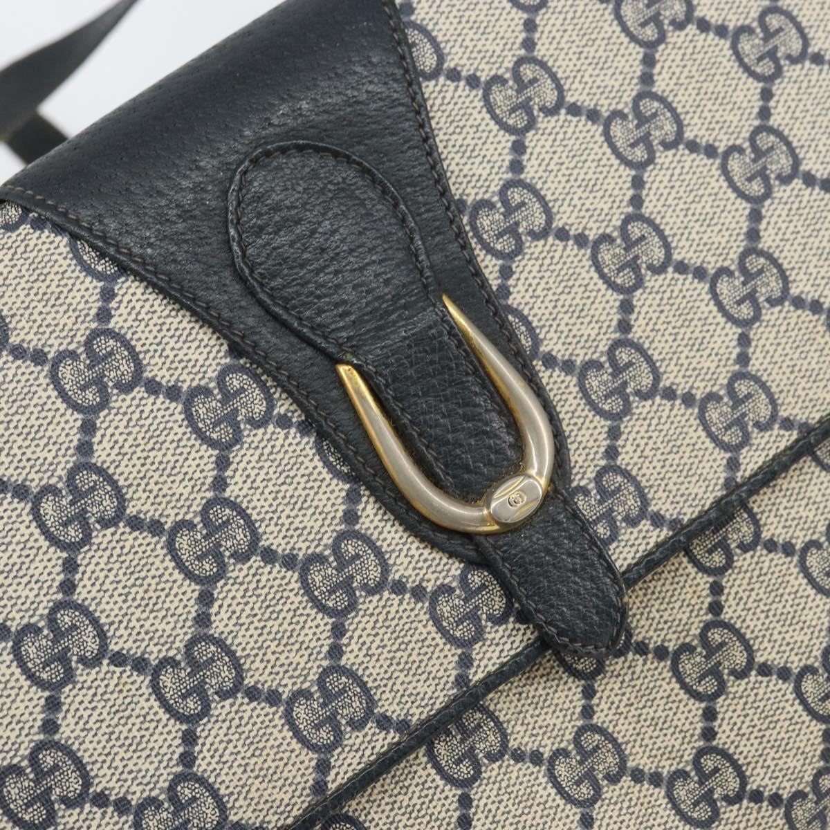 GUCCI GG Supreme Shoulder Bag PVC Navy Gold 94 02 050 Auth 165417