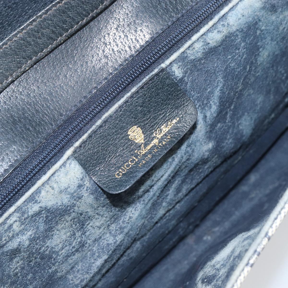 GUCCI GG Supreme Shoulder Bag PVC Navy Gold 94 02 050 Auth 165417