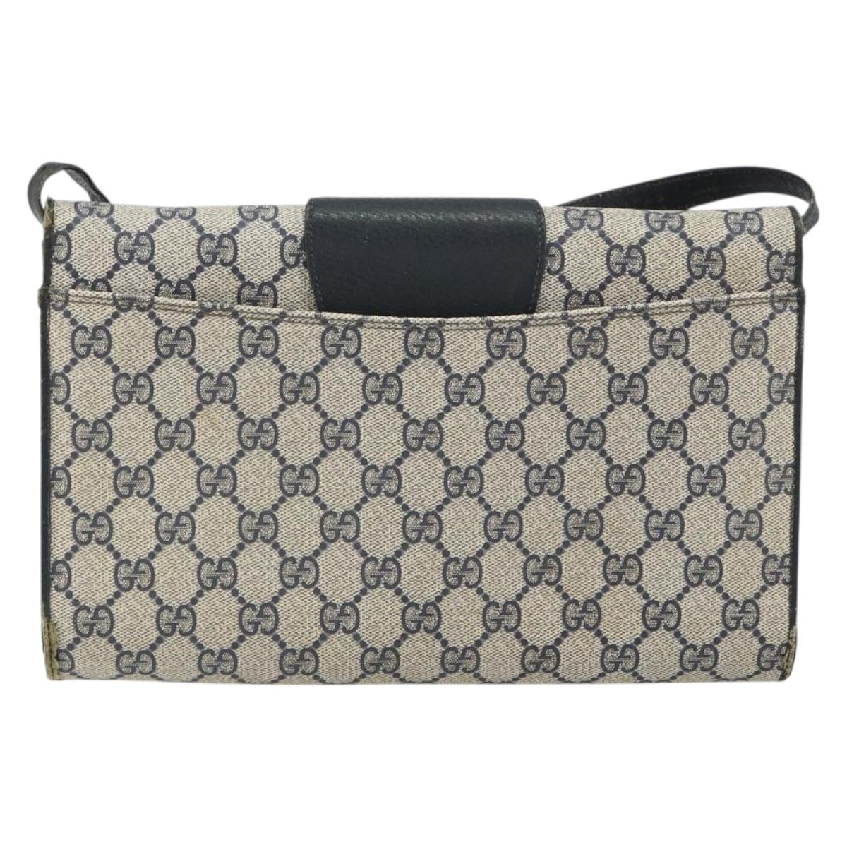 GUCCI GG Supreme Shoulder Bag PVC Navy Gold 94 02 050 Auth 165417