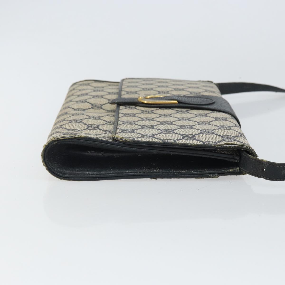 GUCCI GG Supreme Shoulder Bag PVC Navy Gold 94 02 050 Auth 165417
