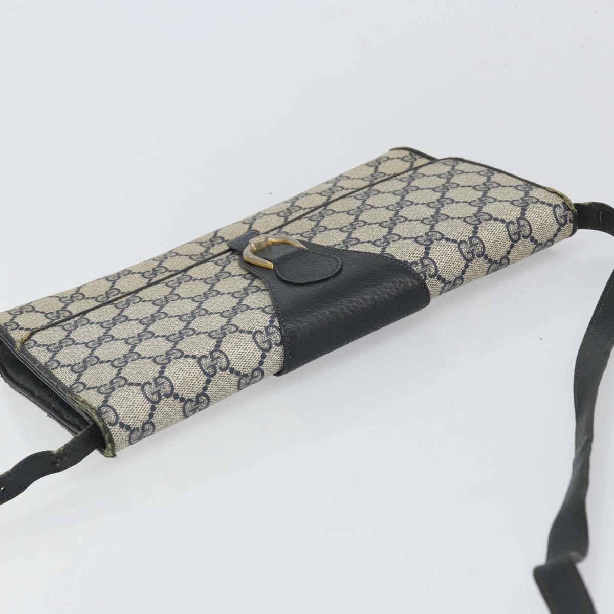 GUCCI GG Supreme Shoulder Bag PVC Navy Gold 94 02 050 Auth 165417