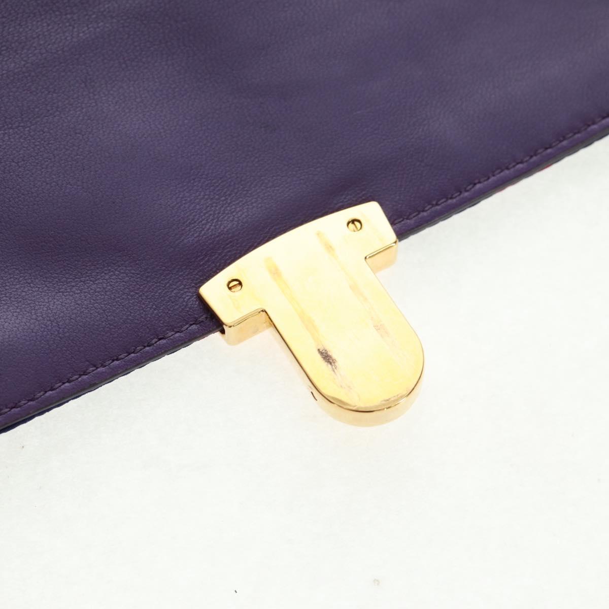PRADA Chain Shoulder Bag Satin Purple Gold Auth 165419V