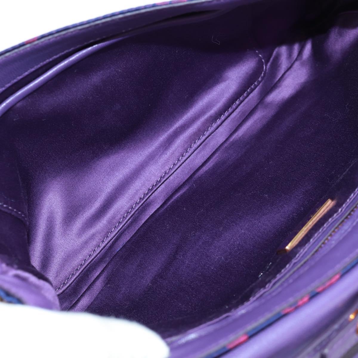 PRADA Chain Shoulder Bag Satin Purple Gold Auth 165419V