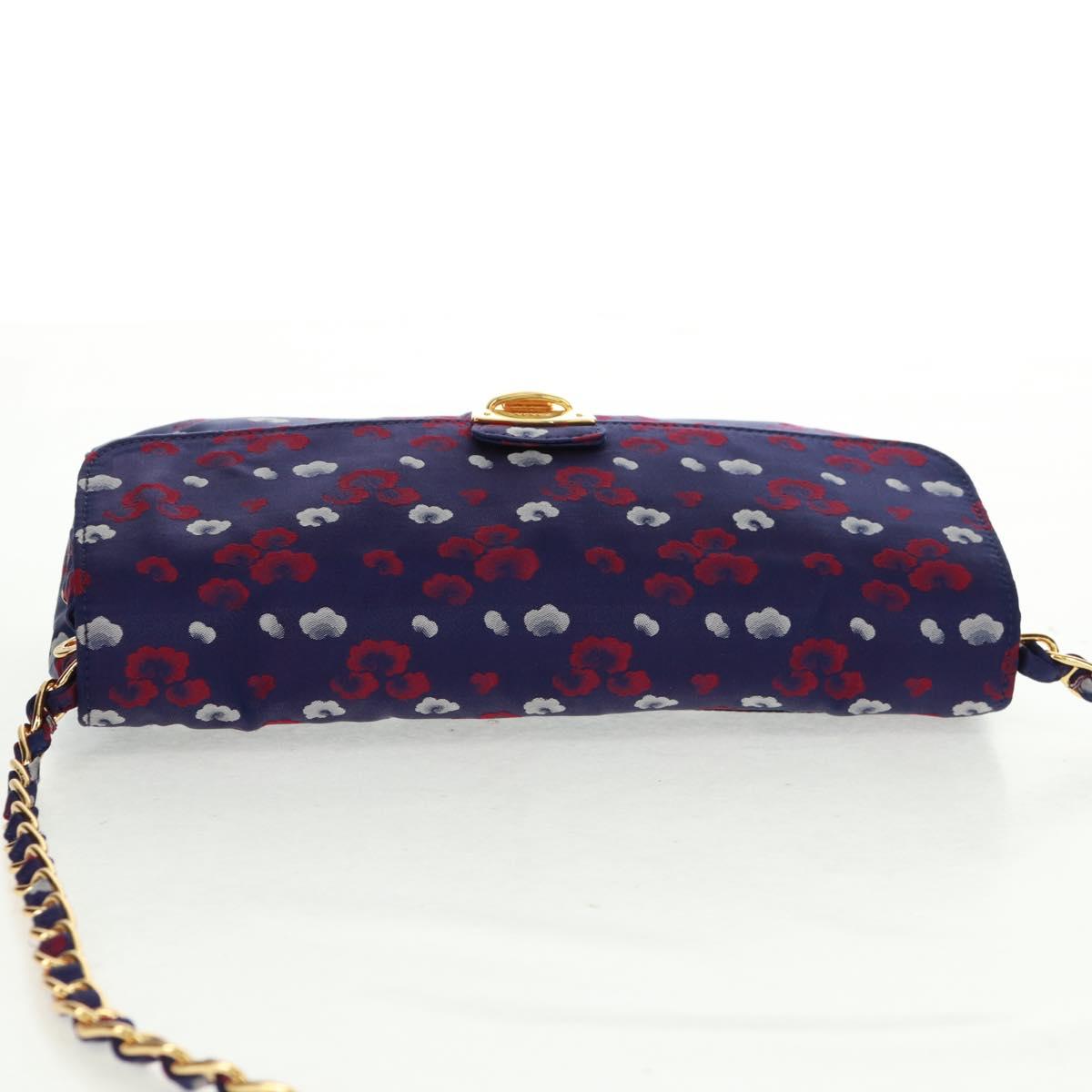 PRADA Chain Shoulder Bag Satin Purple Gold Auth 165419V