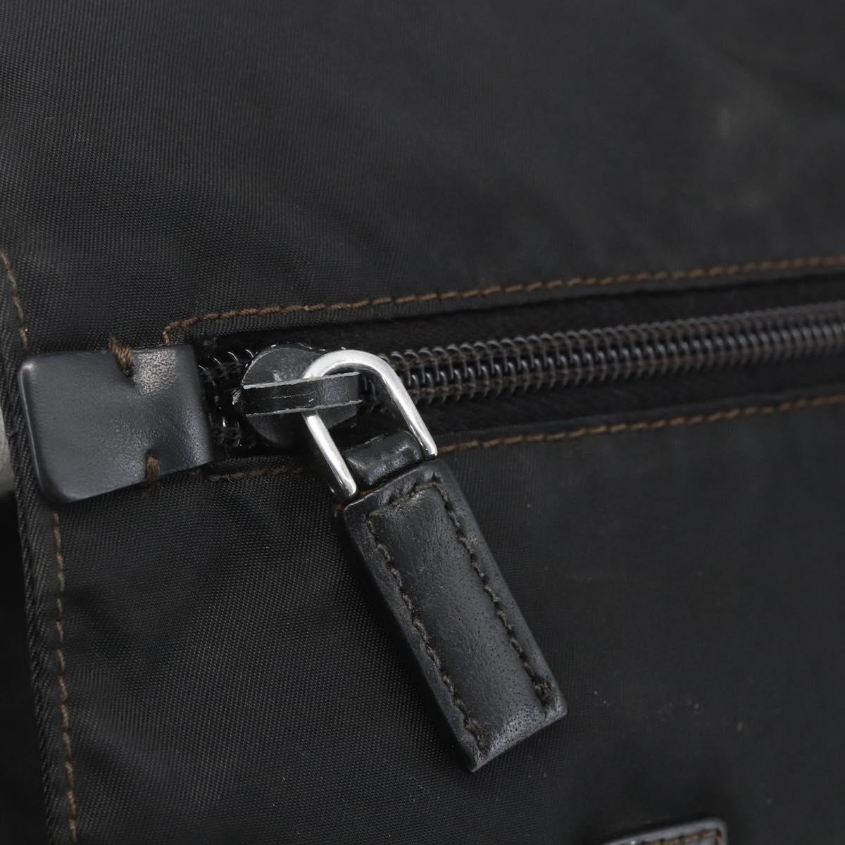 PRADA Shoulder Bag Nylon Black Silver Auth 165424