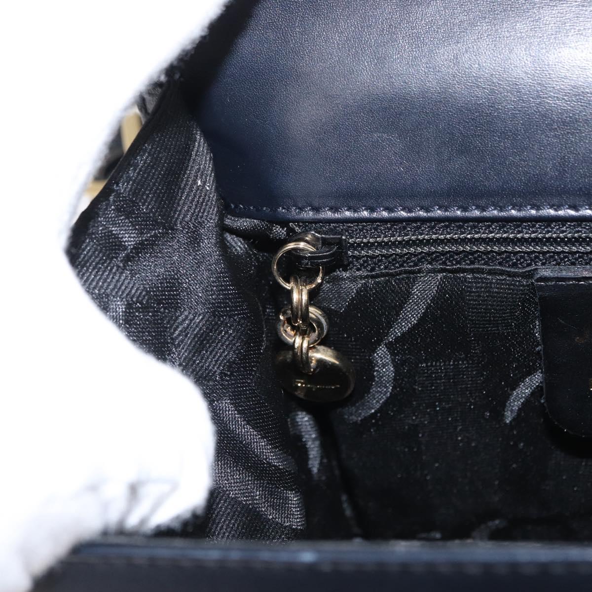 Salvatore Ferragamo Gancini Shoulder Bag Leather Navy Gold Auth 165428