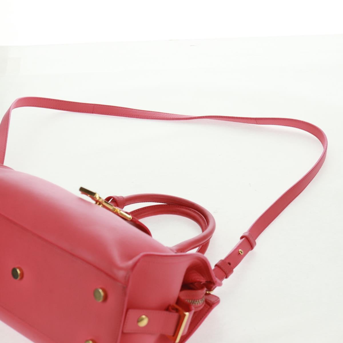 SAINT LAURENT Baby Cabas Hand Bag Leather 2way Gold Pink Auth 165430SAV