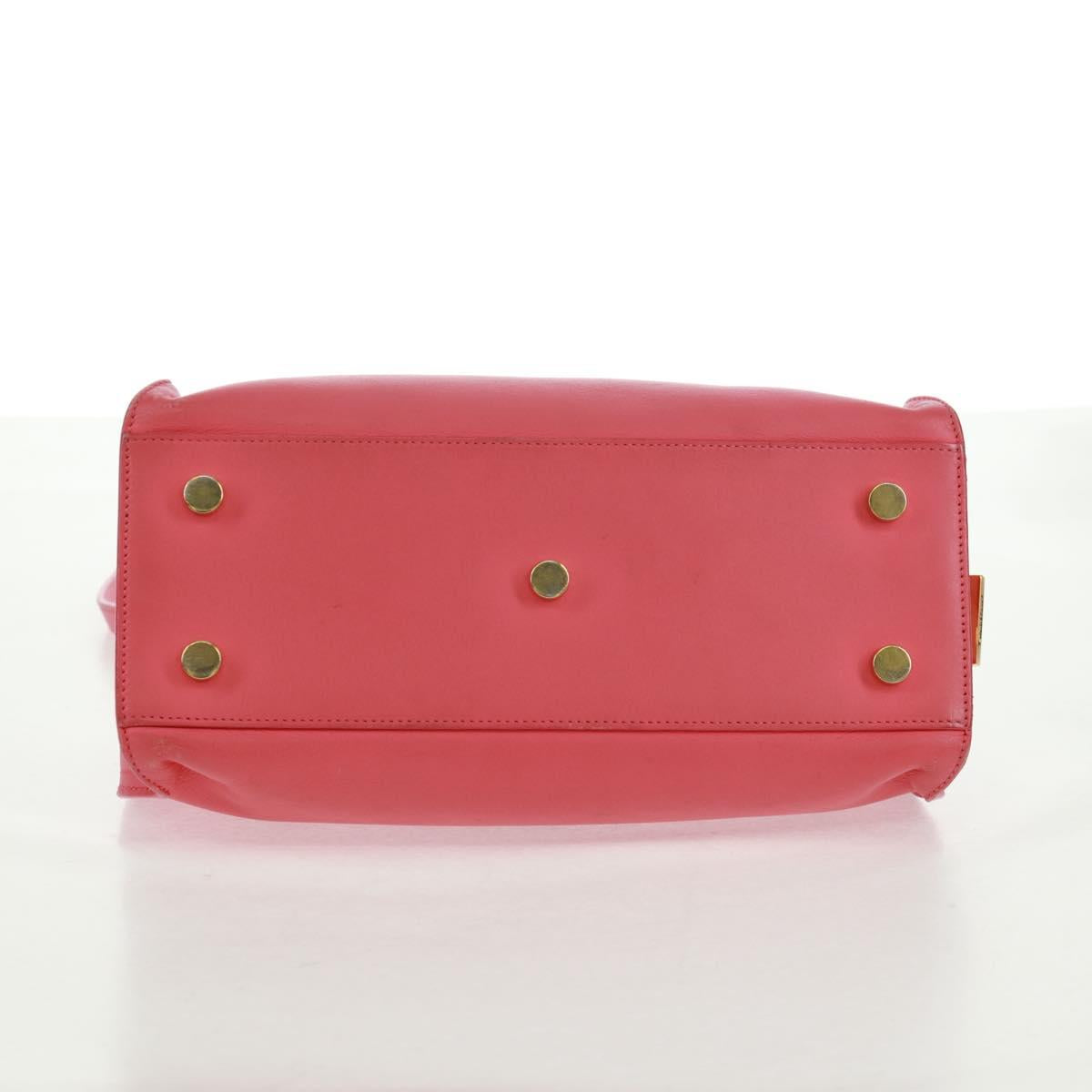 SAINT LAURENT Baby Cabas Hand Bag Leather 2way Gold Pink Auth 165430SAV