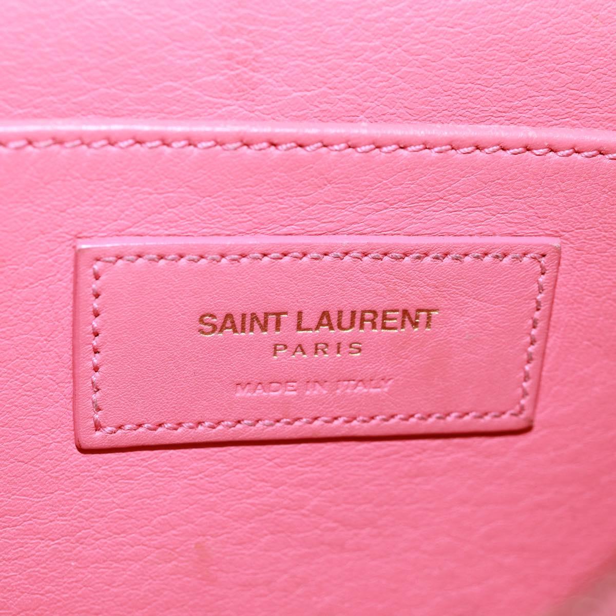 SAINT LAURENT Baby Cabas Hand Bag Leather 2way Gold Pink Auth 165430SAV