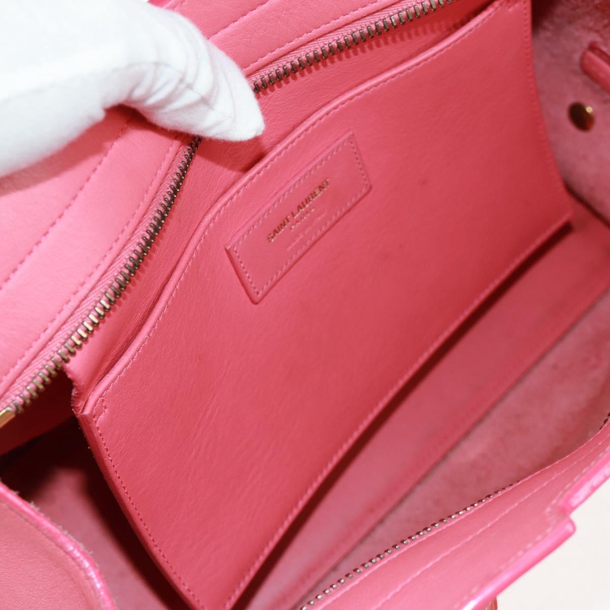 SAINT LAURENT Baby Cabas Hand Bag Leather 2way Gold Pink Auth 165430SAV