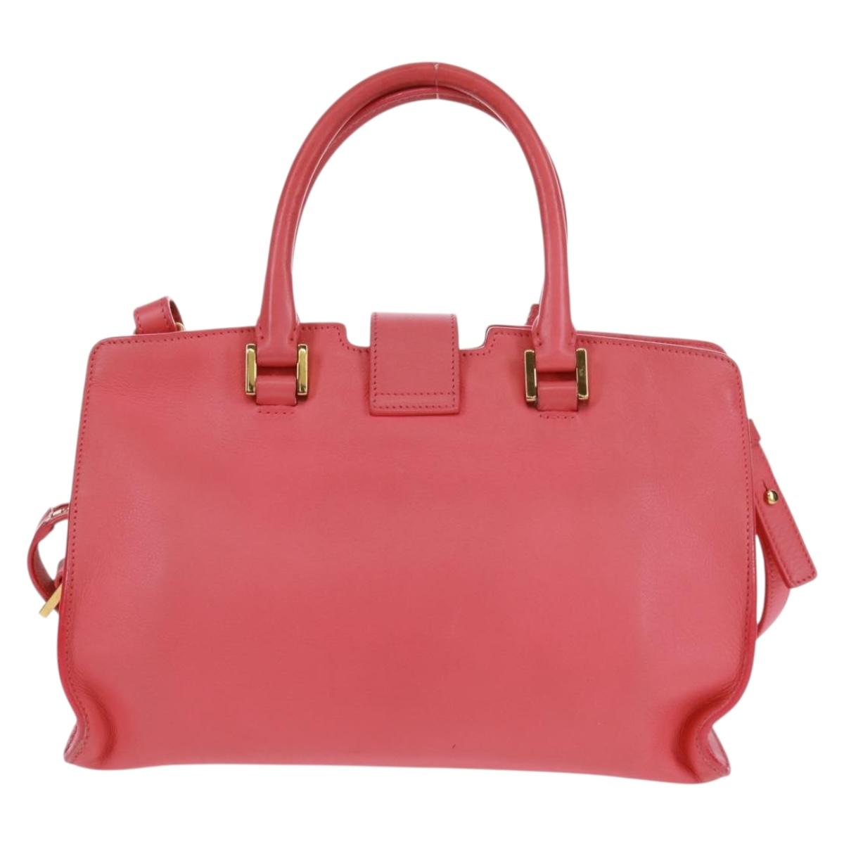 SAINT LAURENT Baby Cabas Hand Bag Leather 2way Gold Pink Auth 165430SAV