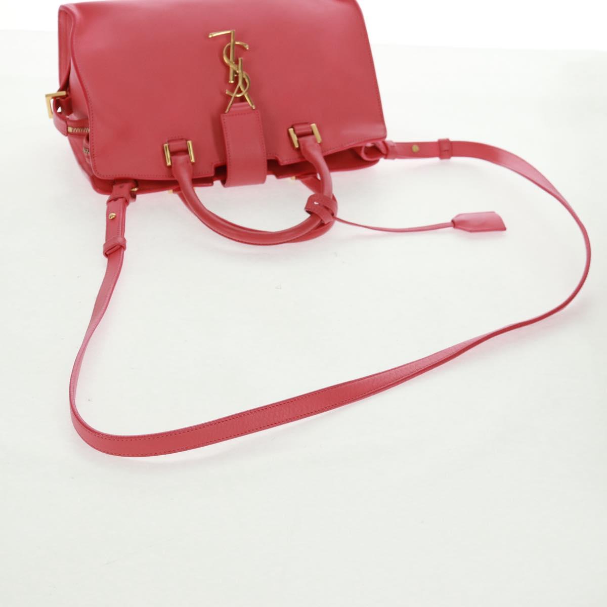 SAINT LAURENT Baby Cabas Hand Bag Leather 2way Gold Pink Auth 165430SAV