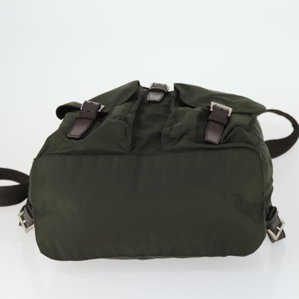 PRADA Backpack Nylon Khaki Silver Auth 165432