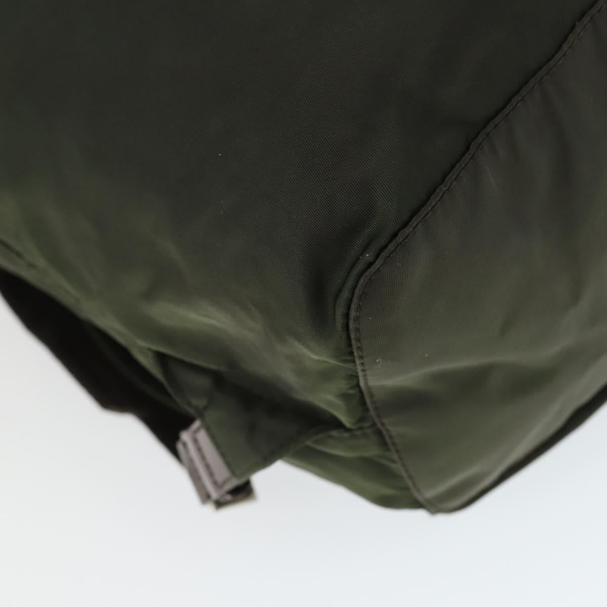 PRADA Backpack Nylon Khaki Silver Auth 165432