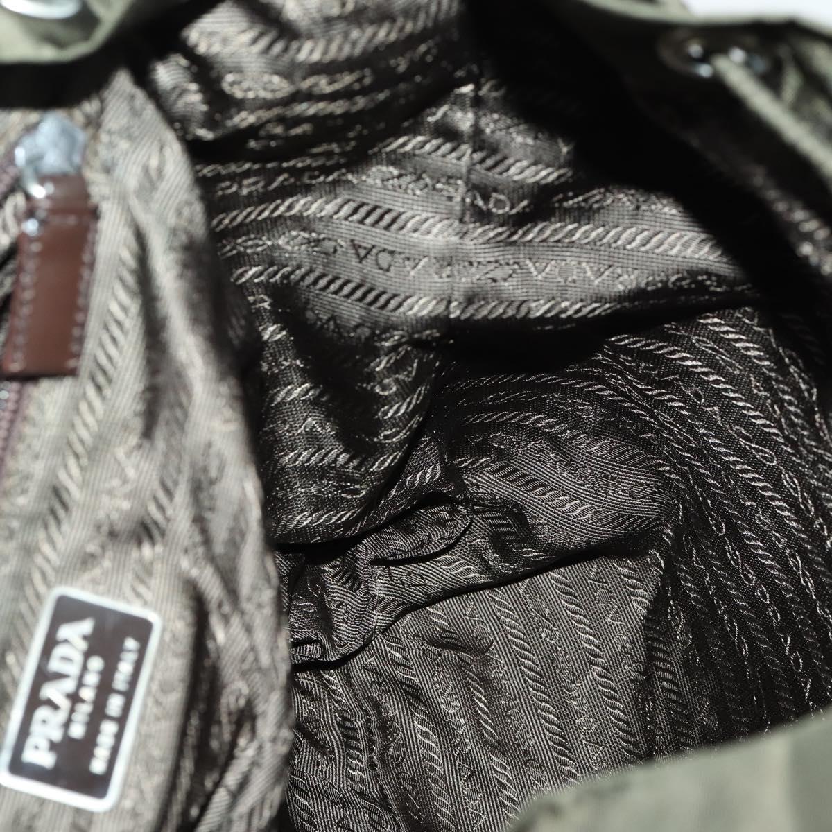 PRADA Backpack Nylon Khaki Silver Auth 165432