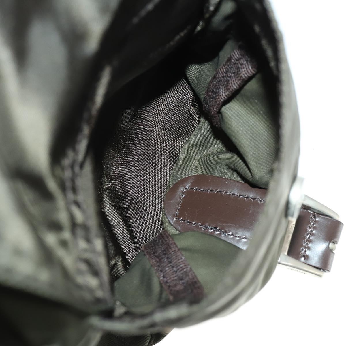 PRADA Backpack Nylon Khaki Silver Auth 165432
