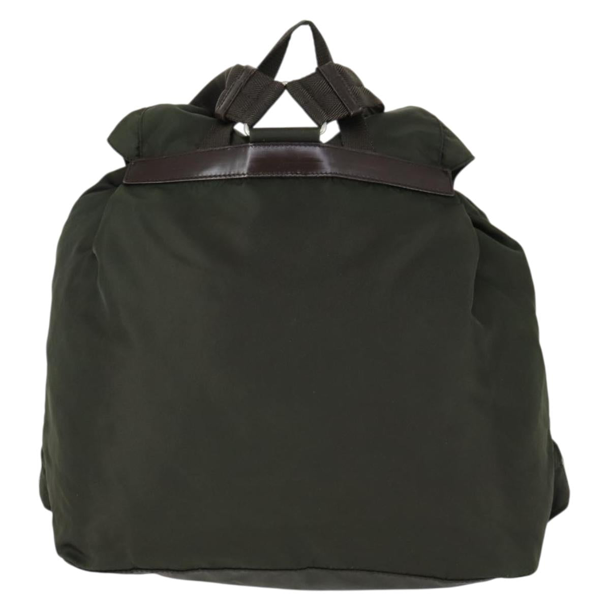 PRADA Backpack Nylon Khaki Silver Auth 165432