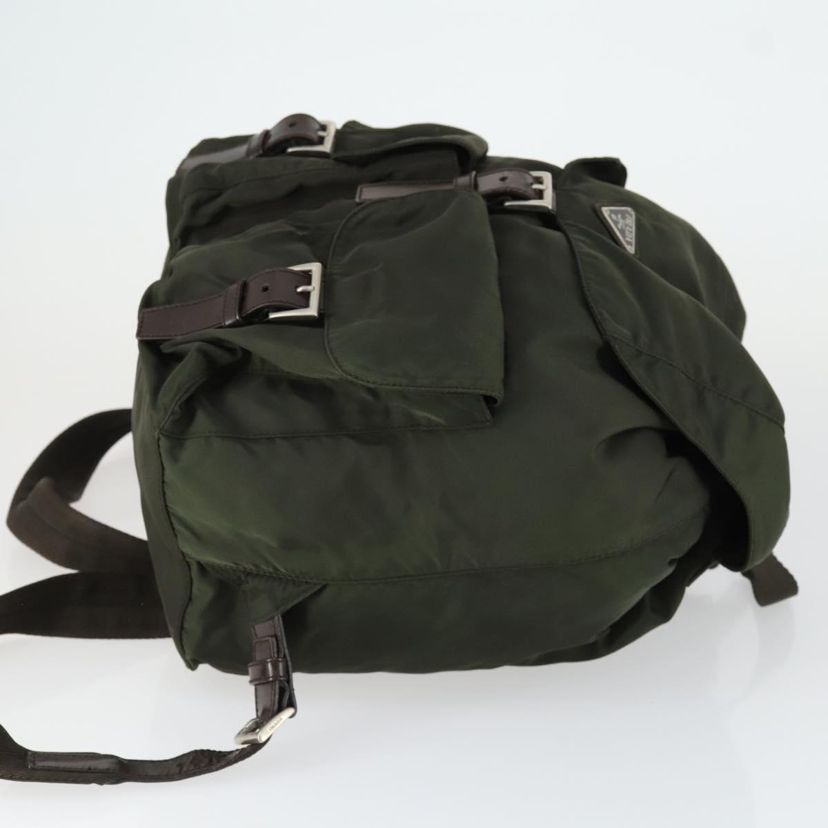 PRADA Backpack Nylon Khaki Silver Auth 165432