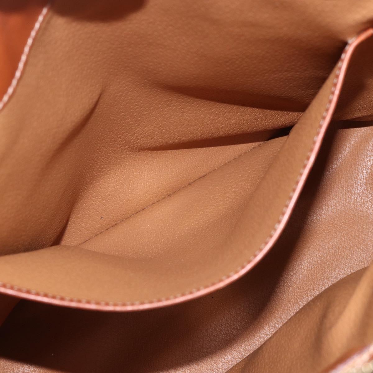 CELINE Macadam Canvas Hand Bag PVC Leather Brown Gold Auth 165448