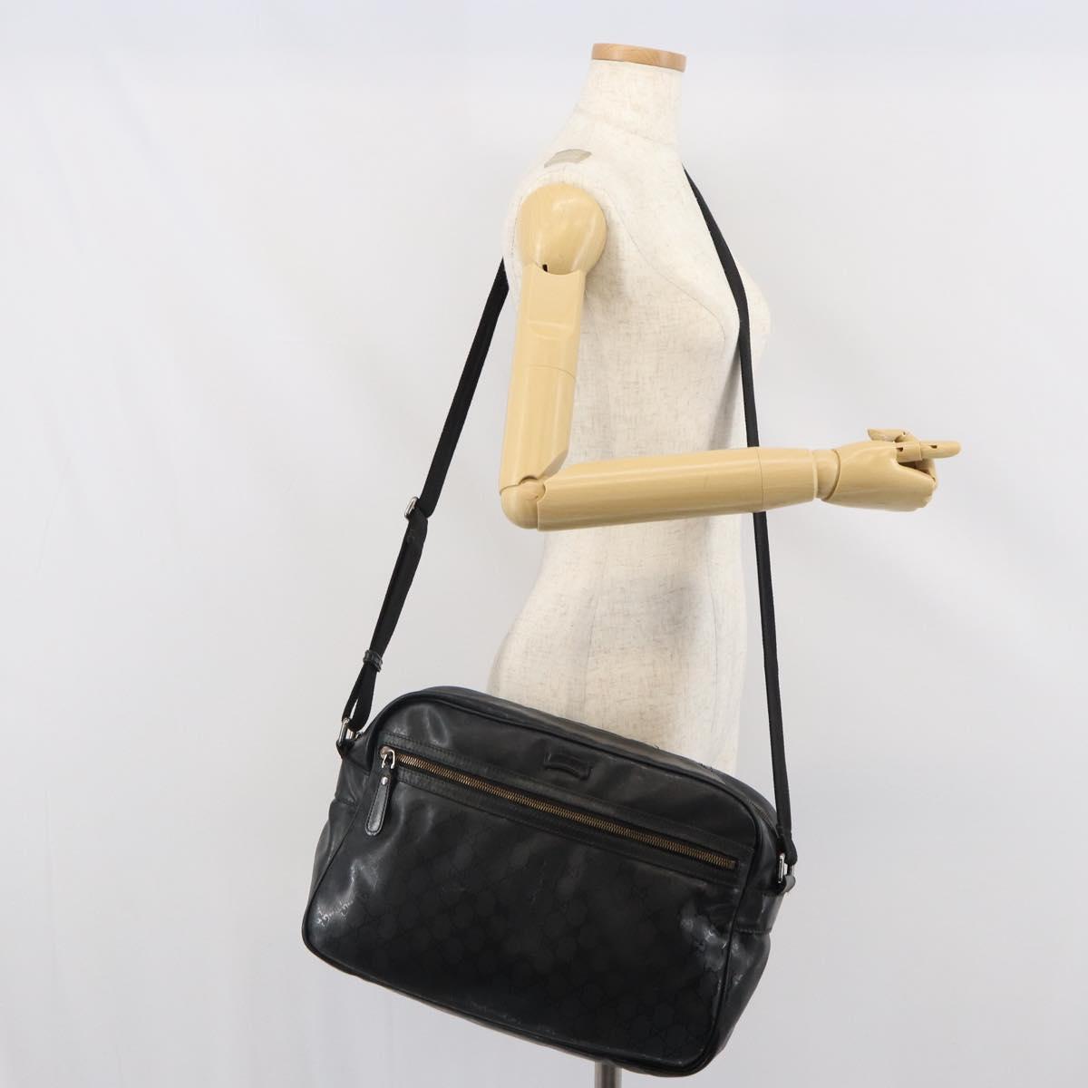 GUCCI GG Implementation Shoulder Bag Black Silver 211107 Auth 165449