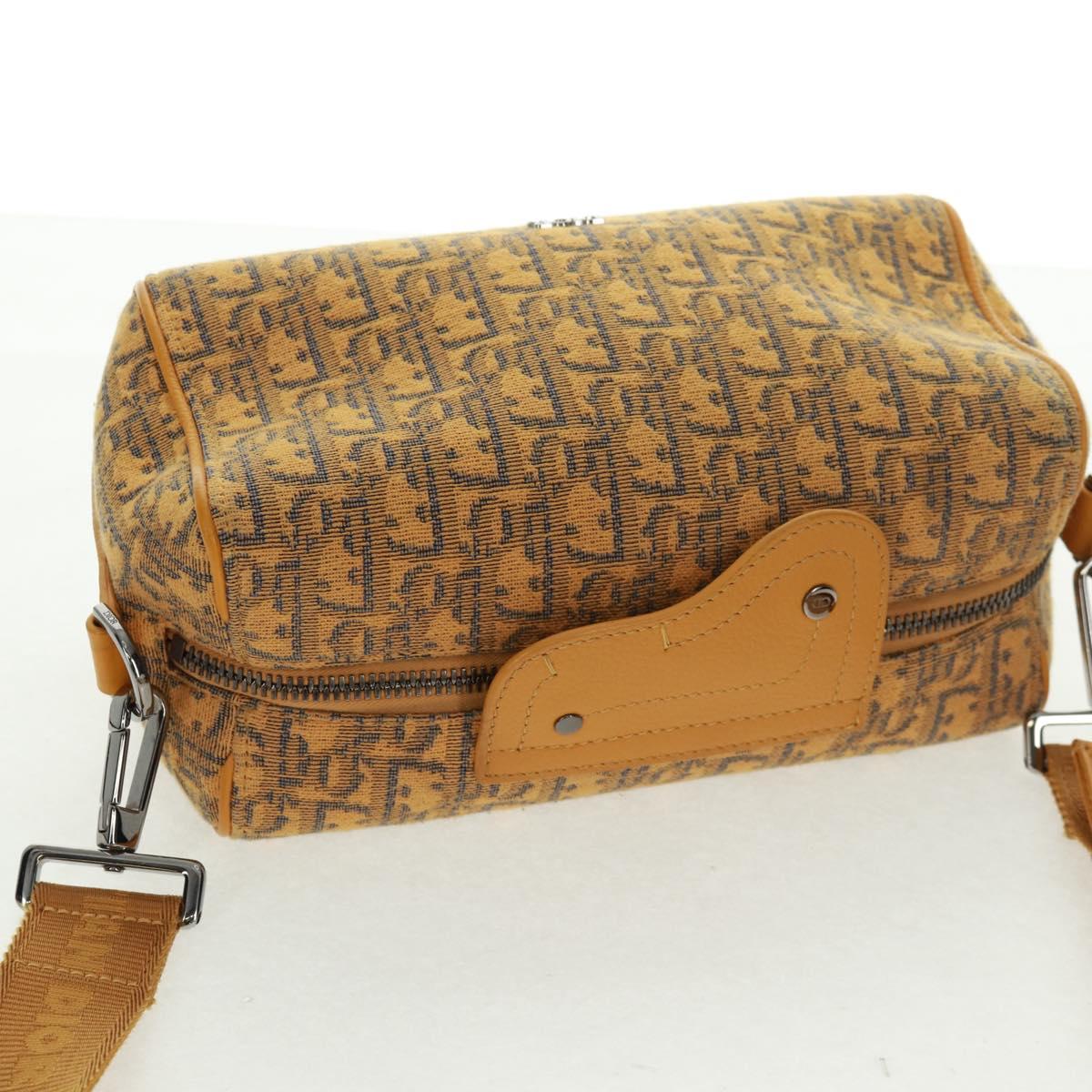 Christian Dior Trotter Canvas Saddle Oblique Dior Lanco Bag Yellow Auth 165473SAM