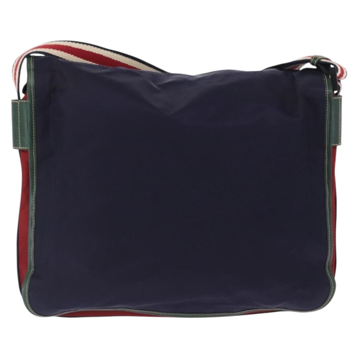 GUCCI Shoulder Bag Nylon Navy Silver 189662 Auth 165474