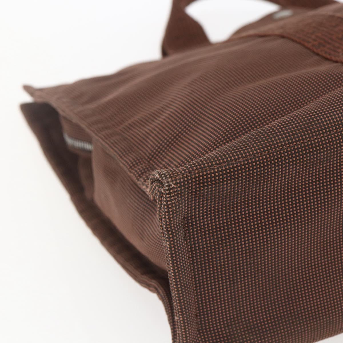 HERMES Her Line Tote MM Tote Bag Canvas Brown Auth 165475