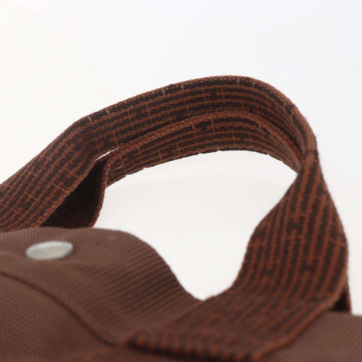 HERMES Her Line Tote MM Tote Bag Canvas Brown Auth 165475