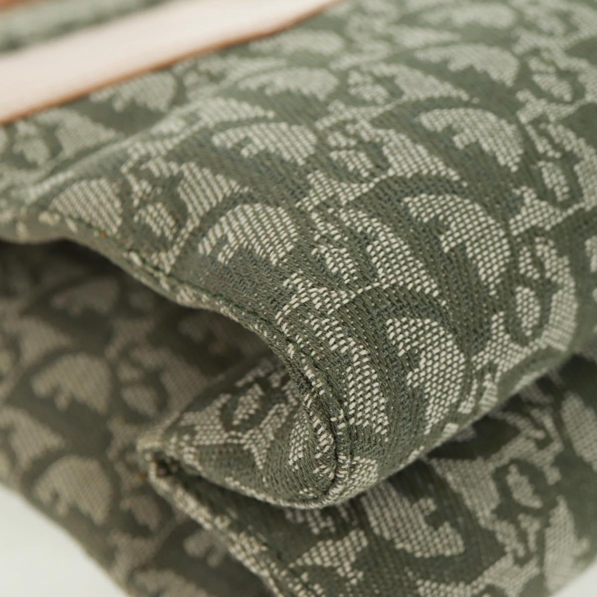 Christian Dior Trotter Canvas Tote Bag Green Silver Auth 165477V