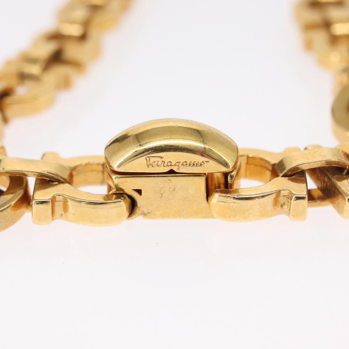 Salvatore Ferragamo Gancini Necklace metal Gold Tone Auth 165483