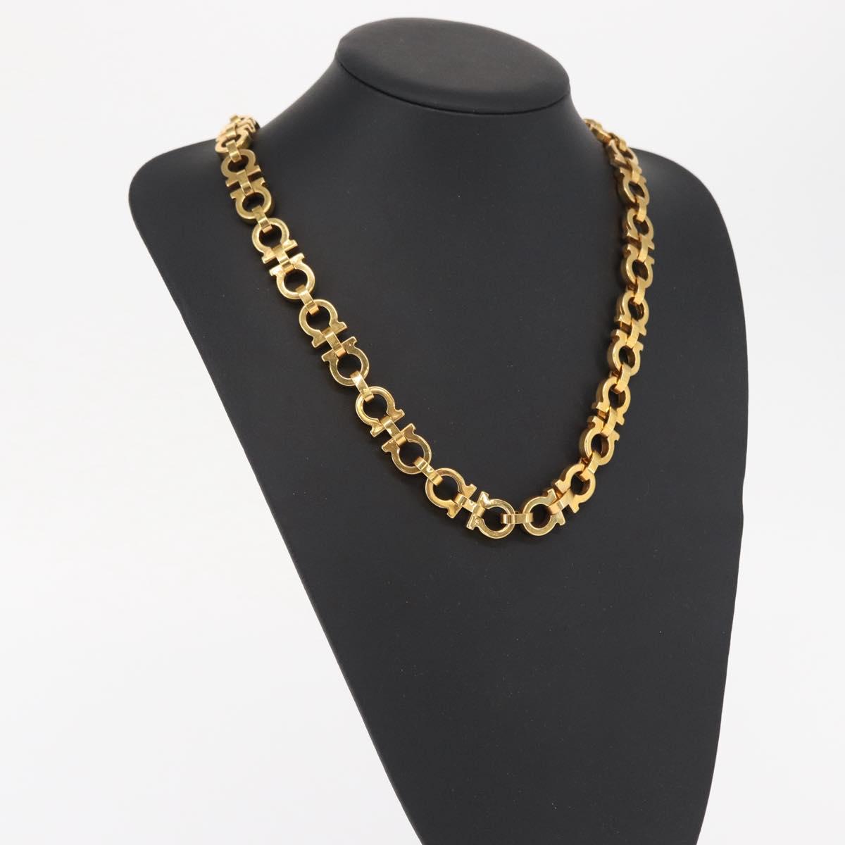 Salvatore Ferragamo Gancini Necklace metal Gold Tone Auth 165483