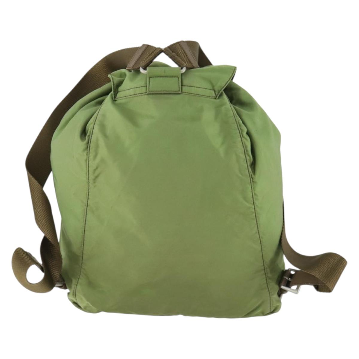 PRADA Backpack Nylon Green Silver Auth 165488