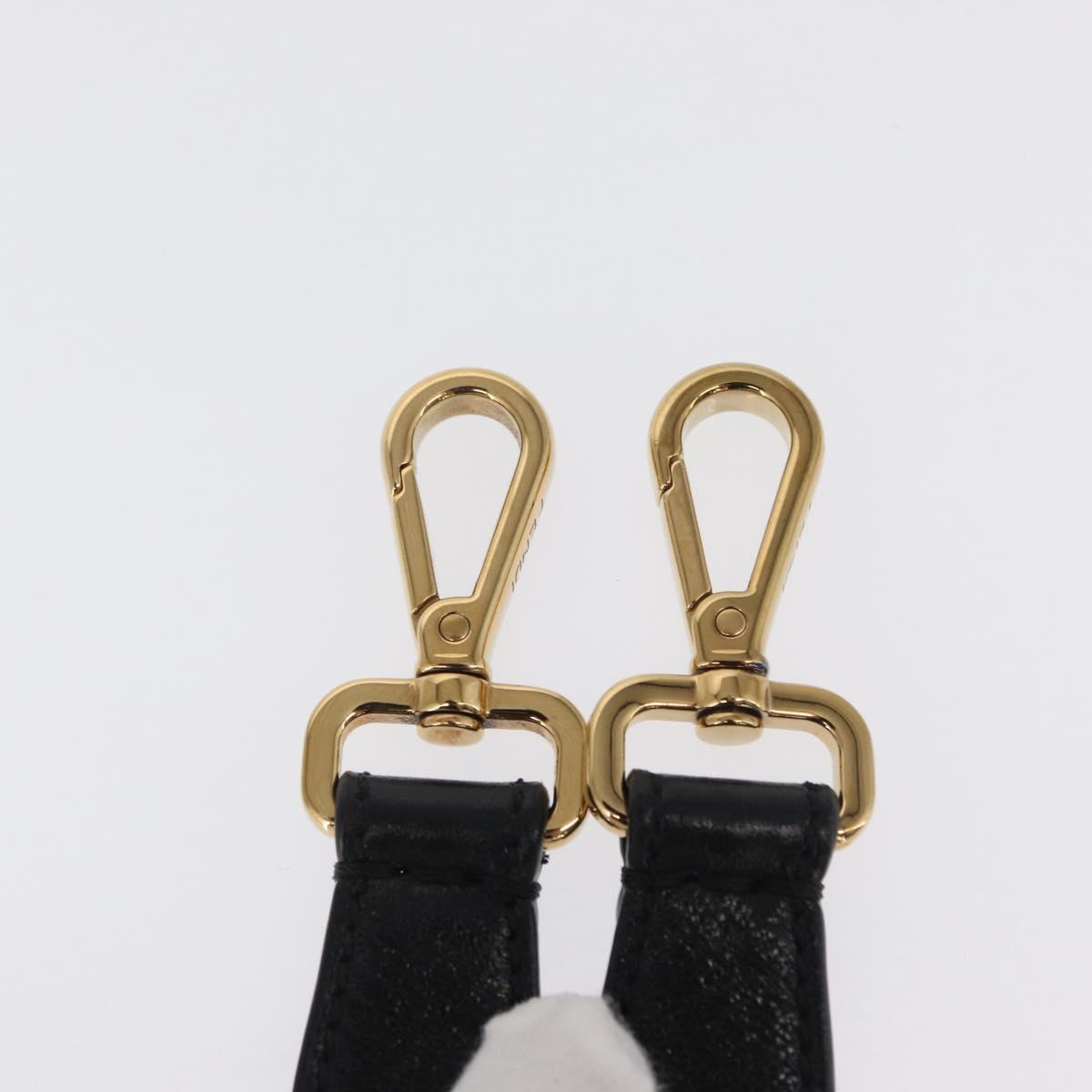 FENDI Adjustable Shoulder Strap Leather 33.9""-41.7"" Black Gold Auth 165489