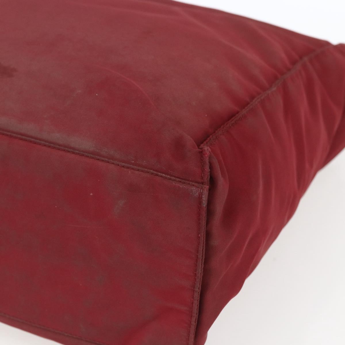 PRADA Hand Bag Nylon Red Silver Auth 165491