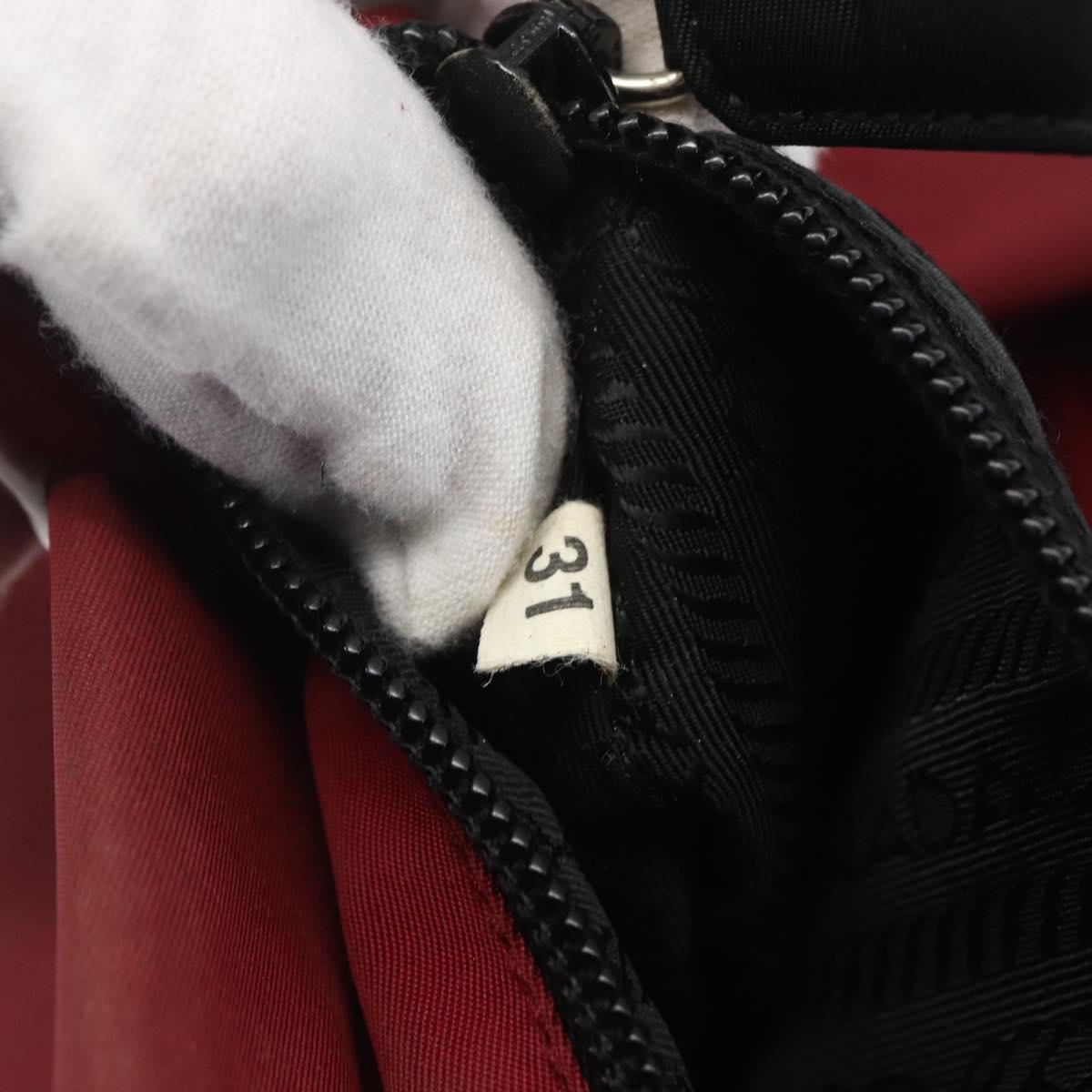 PRADA Hand Bag Nylon Red Silver Auth 165491
