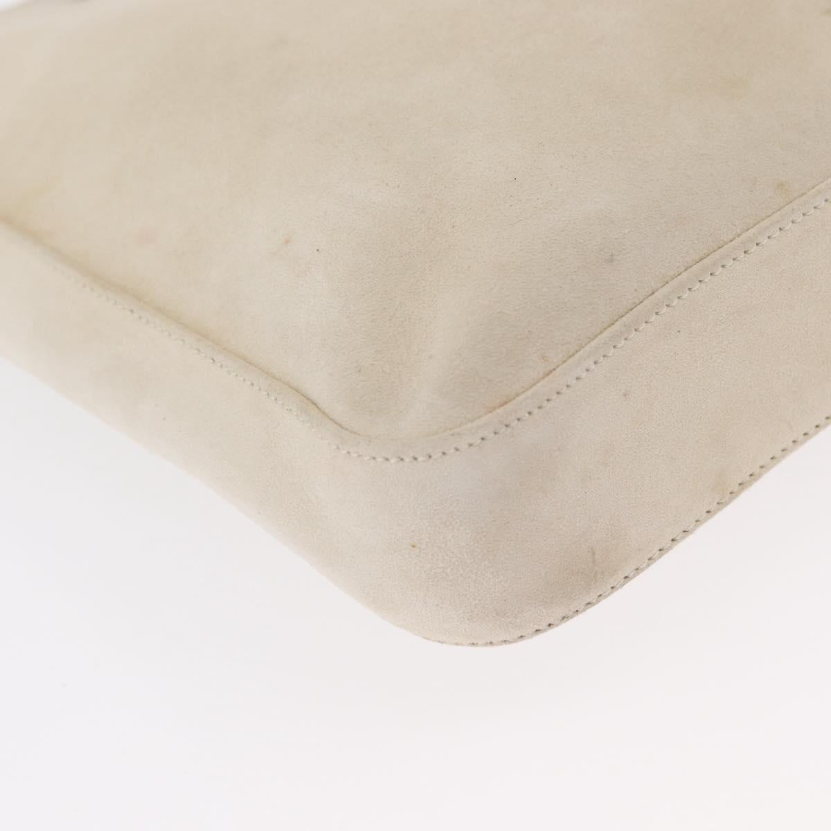 PRADA Chain Shoulder Bag Suede White Auth 165493