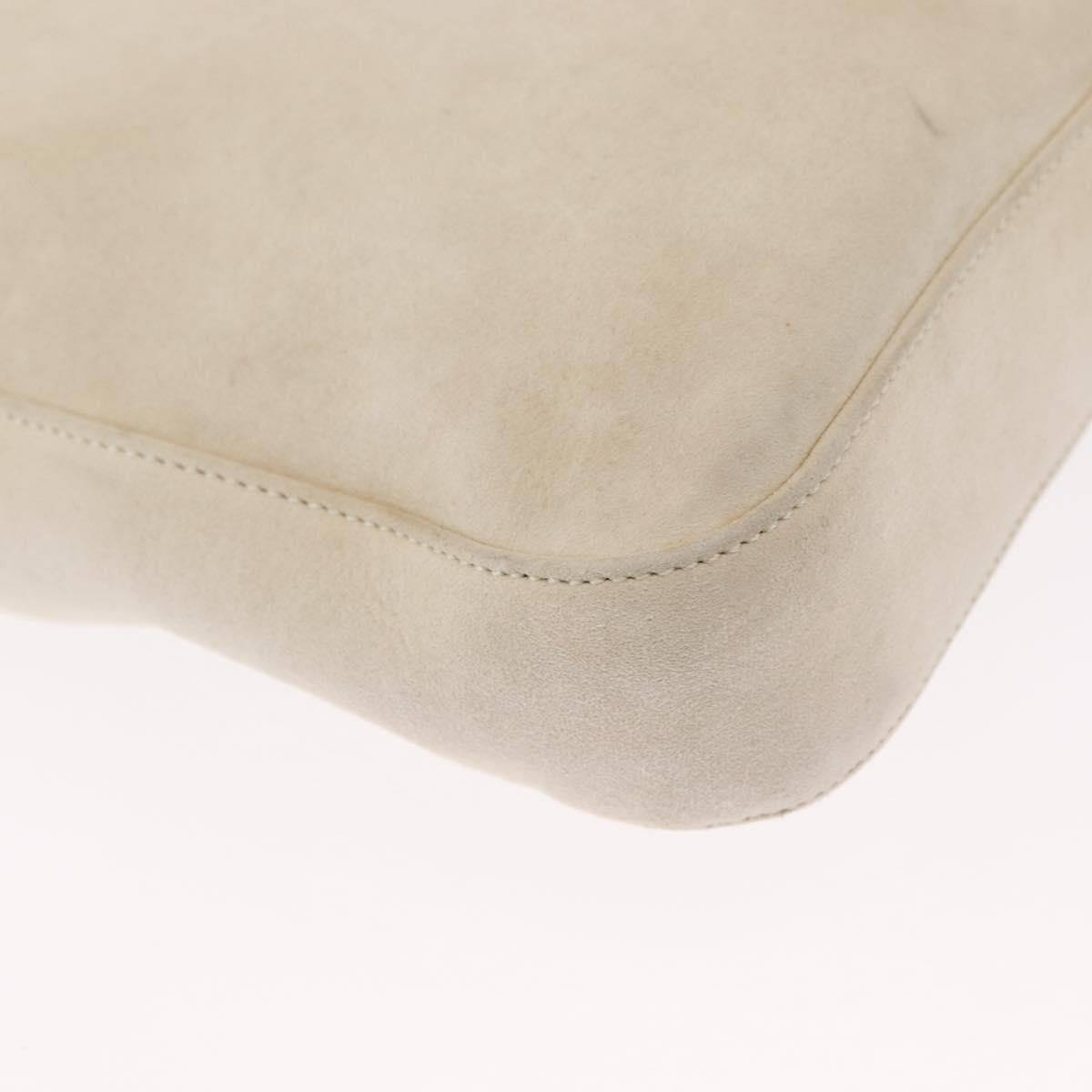 PRADA Chain Shoulder Bag Suede White Auth 165493