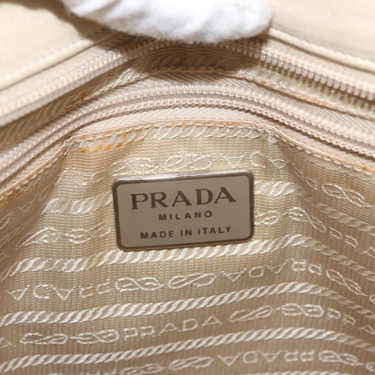 PRADA Chain Shoulder Bag Suede White Auth 165493