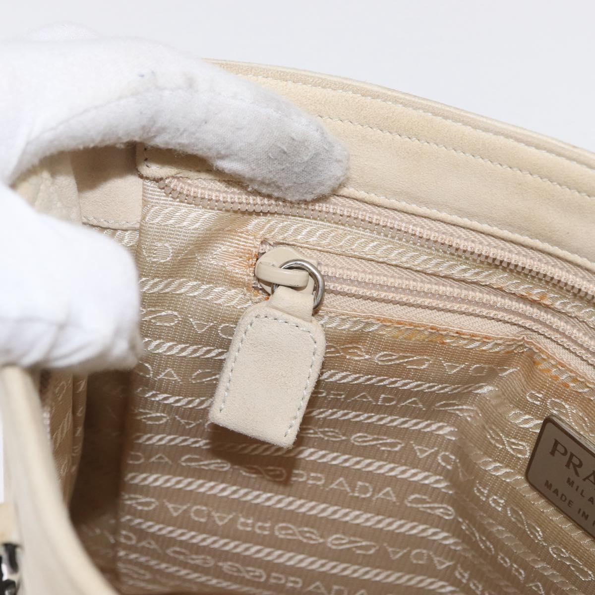 PRADA Chain Shoulder Bag Suede White Auth 165493