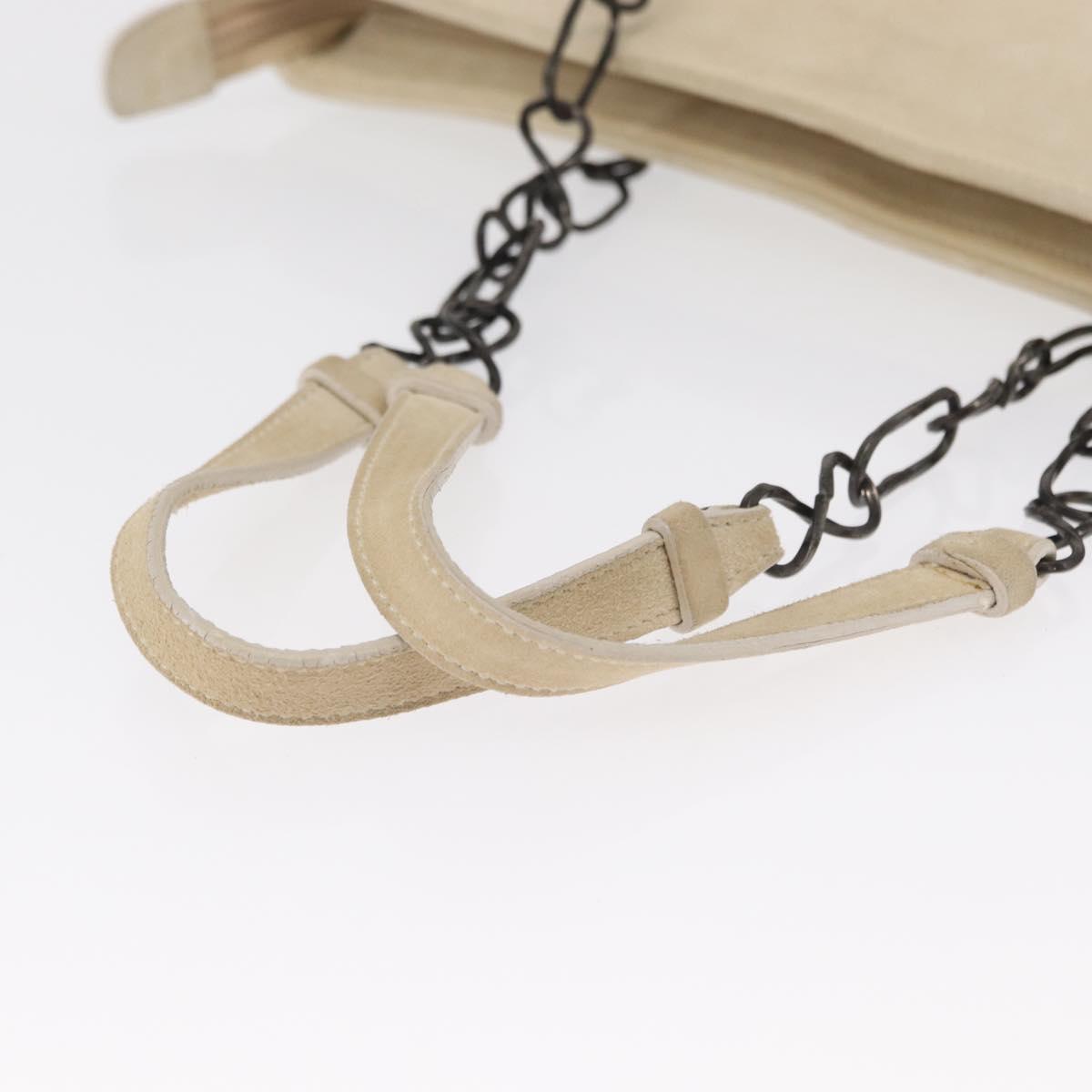 PRADA Chain Shoulder Bag Suede White Auth 165493