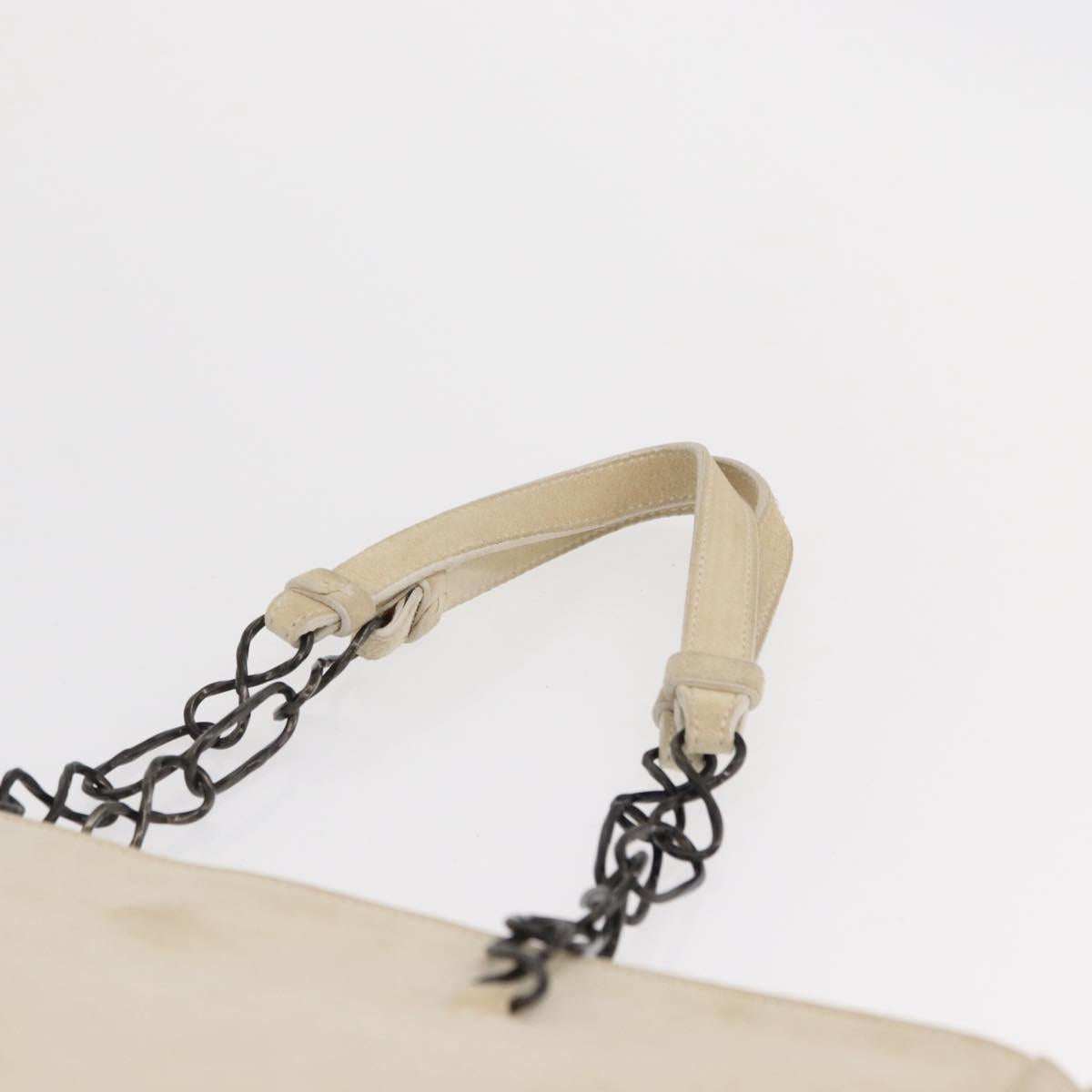 PRADA Chain Shoulder Bag Suede White Auth 165493