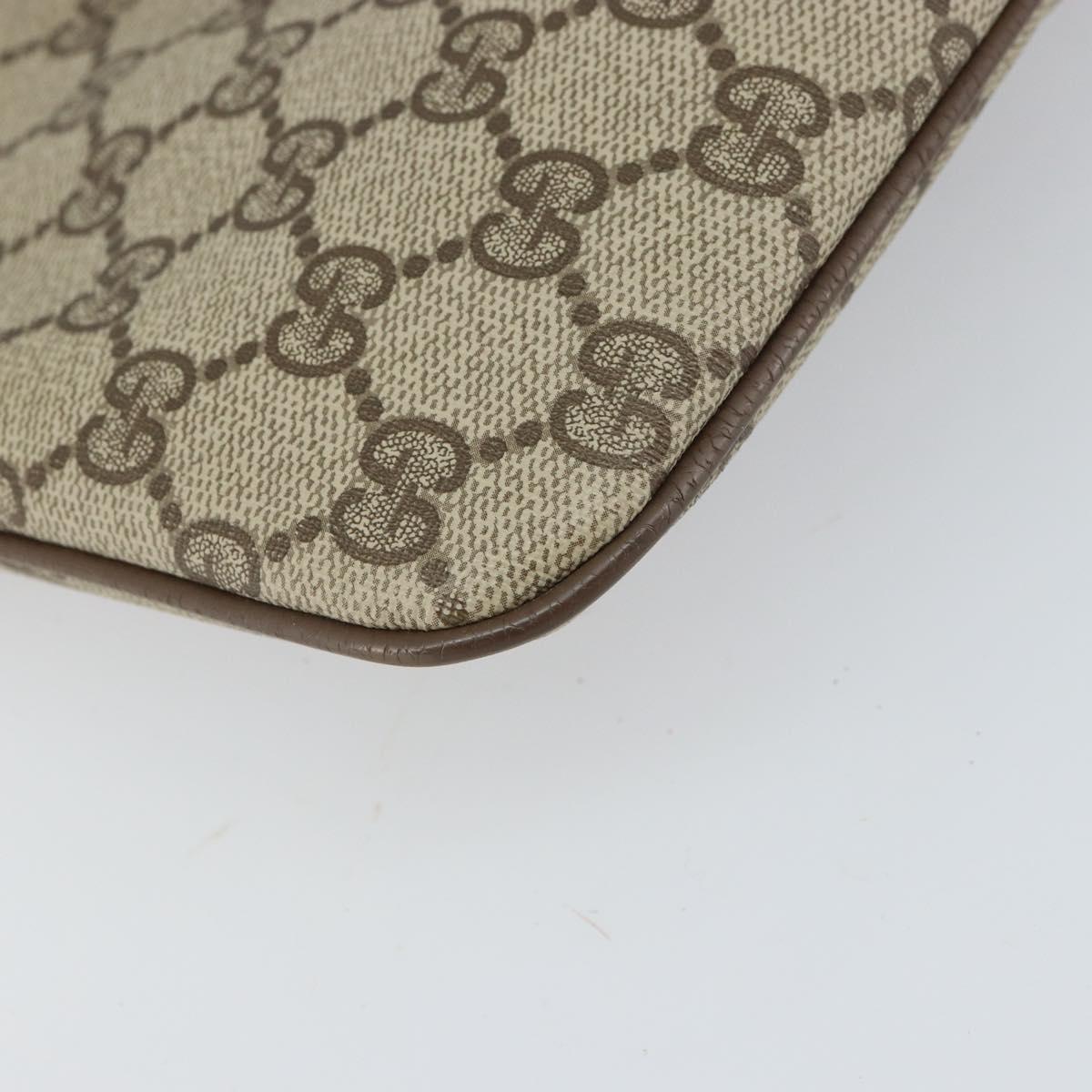 GUCCI GG Supreme Web Sherry Line Shoulder Bag PVC Beige Gold Auth 165494