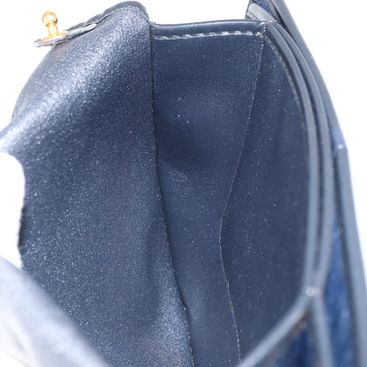 Christian Dior Trotter Canvas Clutch Bag Navy Gold Auth 165497