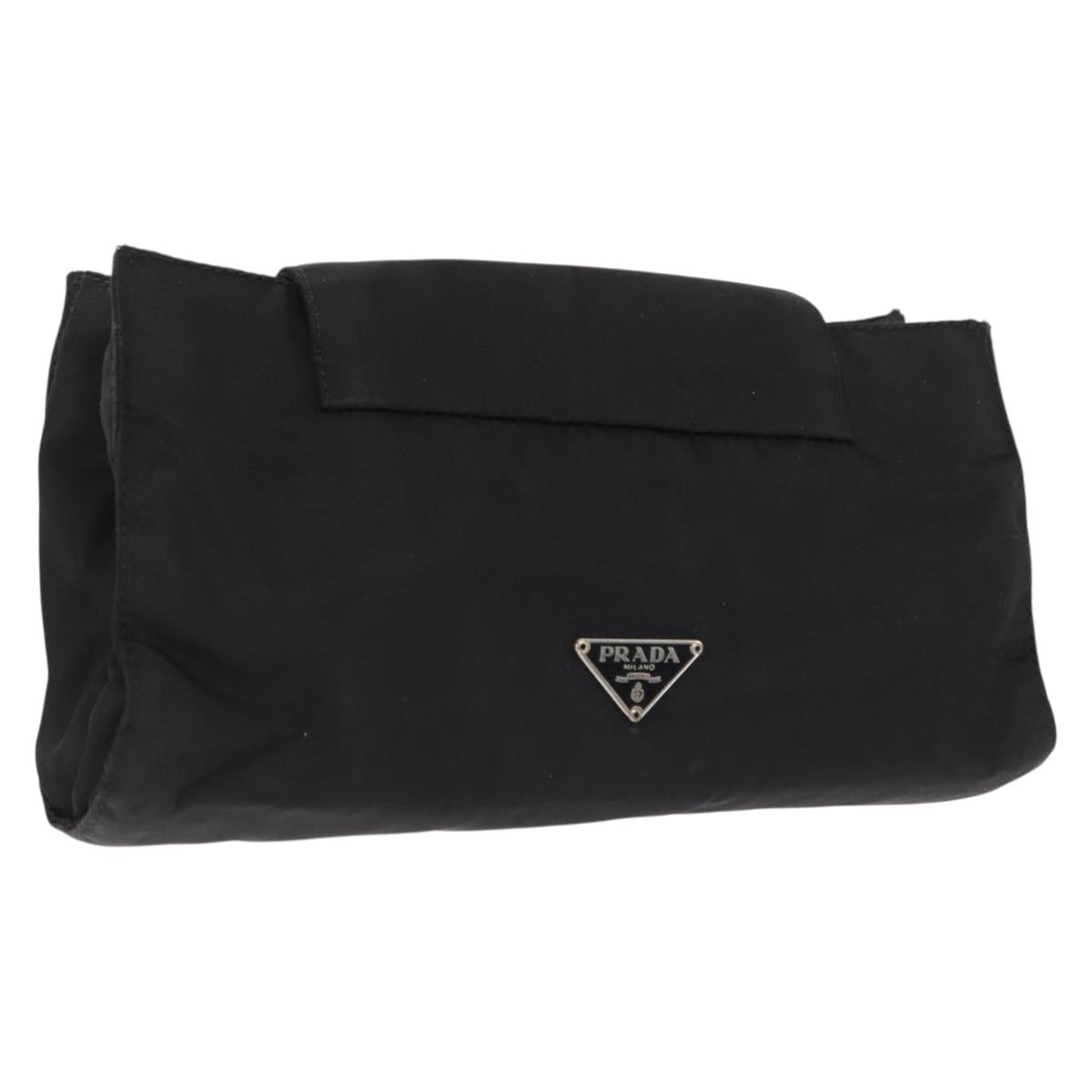 PRADA Pouch Nylon Black Auth 165499