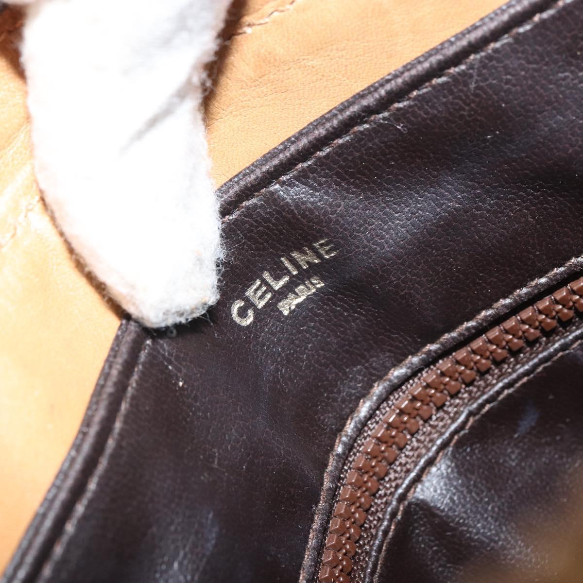 CELINE Macadam Canvas Shoulder Bag PVC Beige Gold Auth 165501