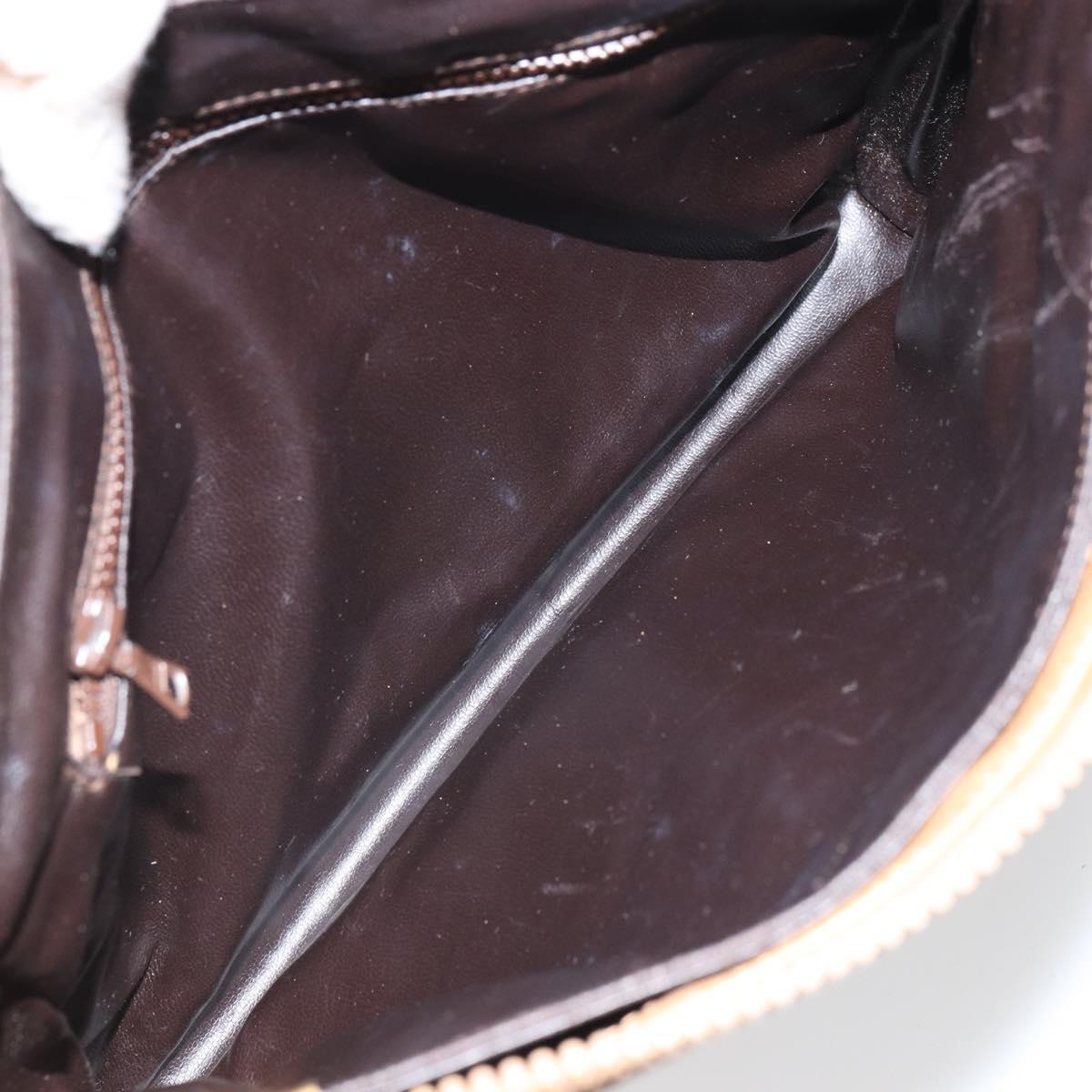 CELINE Macadam Canvas Shoulder Bag PVC Beige Gold Auth 165501