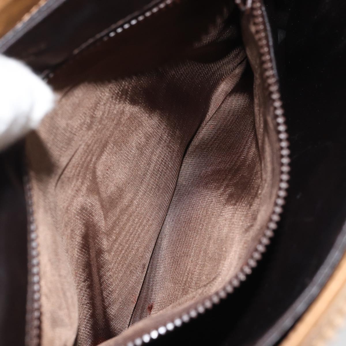 CELINE Macadam Canvas Shoulder Bag PVC Beige Gold Auth 165501