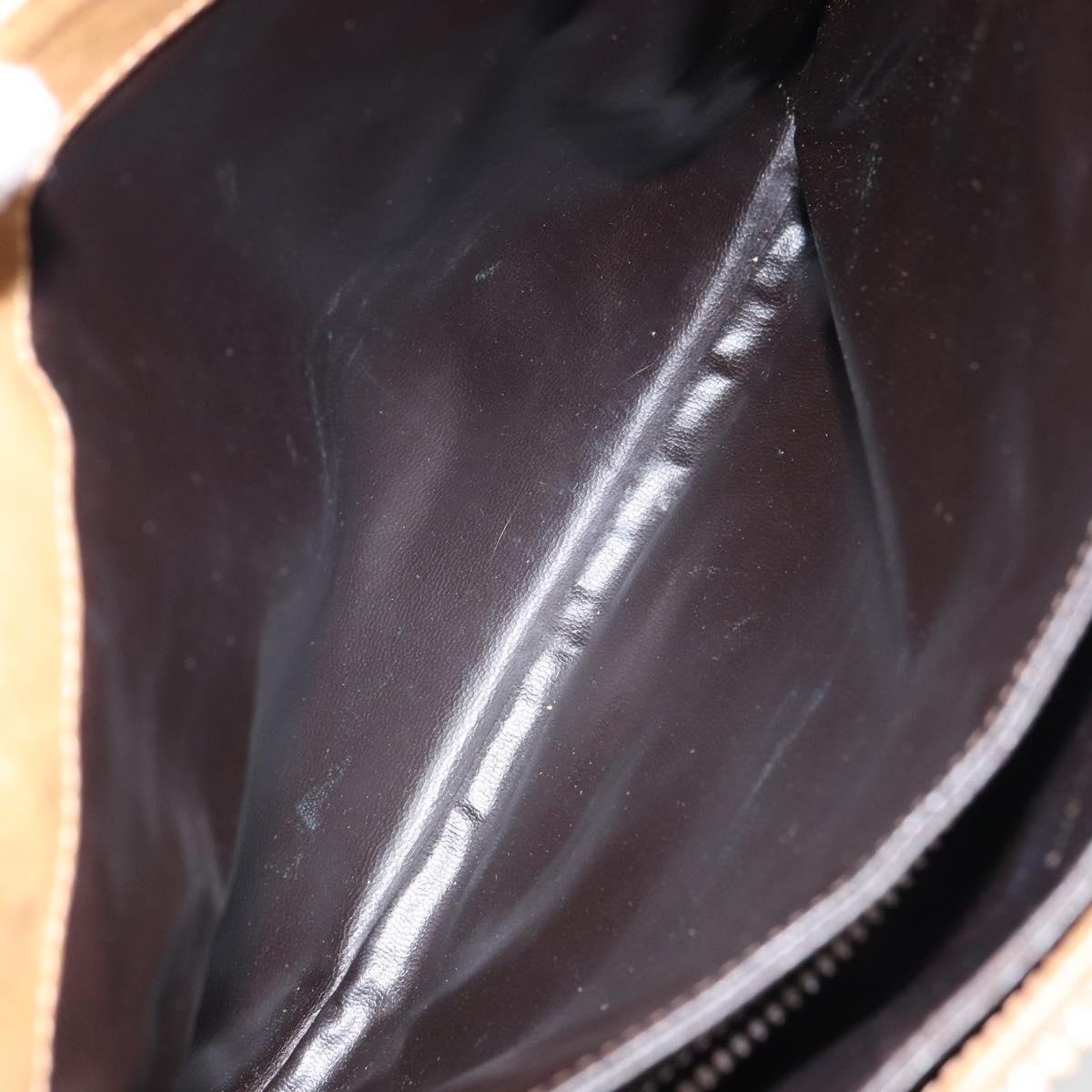 CELINE Macadam Canvas Shoulder Bag PVC Beige Gold Auth 165501