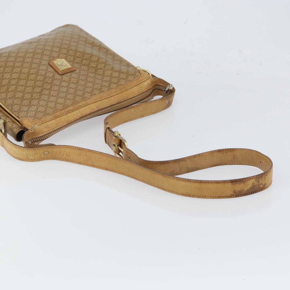 CELINE Macadam Canvas Shoulder Bag PVC Beige Gold Auth 165501